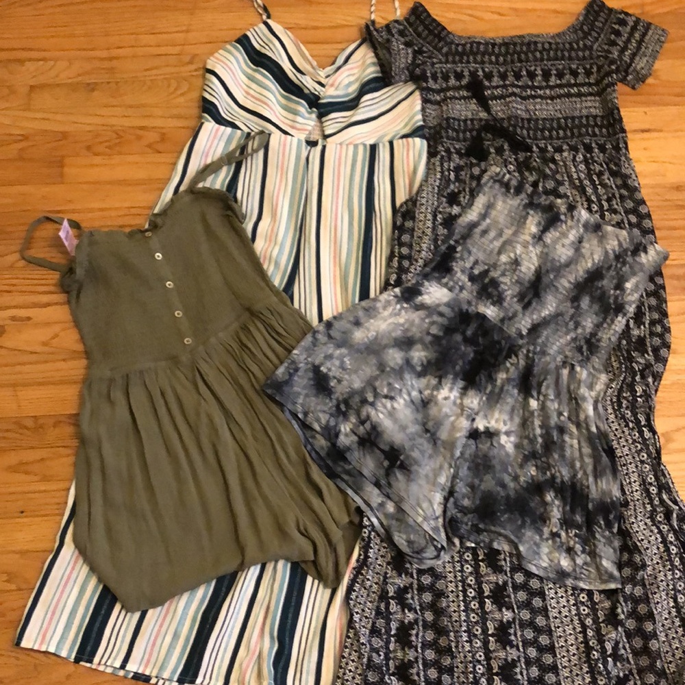 4 piece lot rompers maxi dress jump suit sizes Large L cute